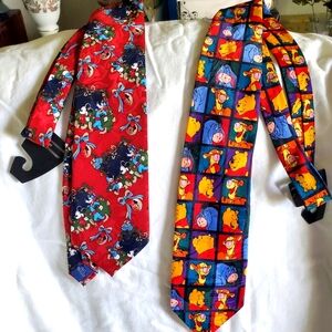 2 Disney Neck Ties Winnie The Pooh & Friends And A Mickey Mouse & Friends Silk